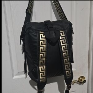 Versace  Parfums Black Backpack with Gold Details
